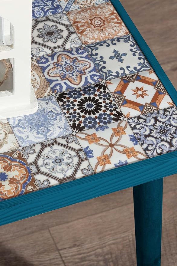 Comfyt Coffee Table, Side Table, End Table, Nightstand Nesting Table Bedside Table Accent Table Home Essentials Wood Tiled Top Rustic Table Ceramic Tiles Mexican Tile Table