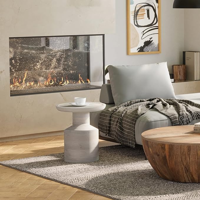 SIMPLIHOME Haynes 16-inch Wide Solid Mango End Table in White Wash, Handcrafted Boho-Style Accent Table for Living, Bedroom, or Home Office, Assembled
