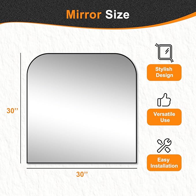 Bathroom Vanity Mirror,30" x 30" Black Metal Framed Wall Mirror for Over Sink, Living Room, Bedroom,Entryway Decor