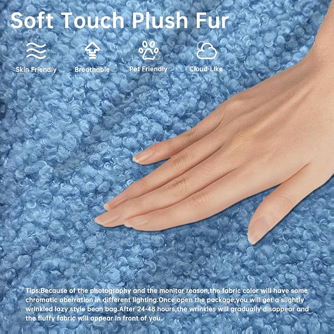 Bean Bag Chairs for Adults, BeanBag Reading Chair Memory Foam Couch, Floor Chair Soft Teddy Material, Comfy Reading Nook Chairs for Bedroom Living Room Office