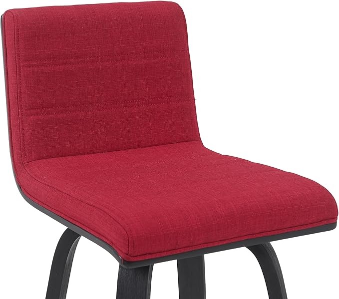 Vienna Modern Counter Height Swivel Bar Stool with Red Upholstered Seat and Brushed Wood Frame Set of 2
