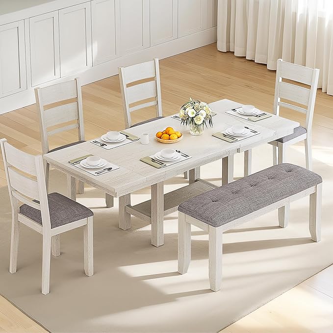 Dining Chairs Set of 4, Solid Wood Farmhouse Chairs with High Cross Back and Upholstered Seat, Easy Assembly for Indoor Home, Dinner, Kitchen, Grey