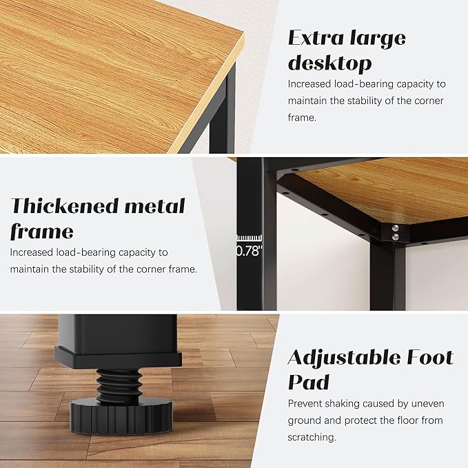 Need Small Square Dining Table- 31-1/2'' Sturdy and Heavy Duty Writing Desk for Small Spaces and Writing Table Desk, Teak Color Desktop & Black Frame AC3BB(8080) Breakroom Table