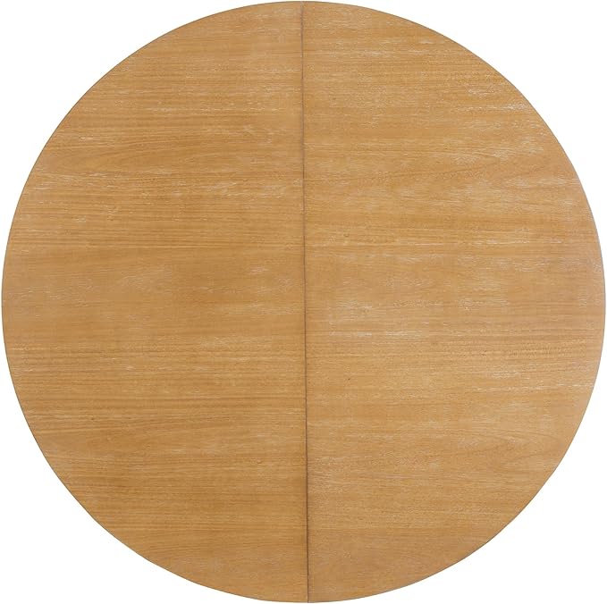 Ball & Cast Farmhouse Extendable Dining Table for 4-6, 42"-58" Extendable Kitchen-Table with a 16" Leaf, Round Ellipse Retro Wood Dining Room-Table w/Double Layer Base,Two Tone Color, Natural