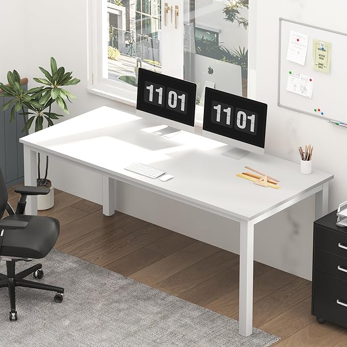 Need Large Computer Desk 70.8 x 31.5 inches Conference Table Large Office Desk Writing Table Workstation for Home Office,White ND-10FJGSAC3-180WW