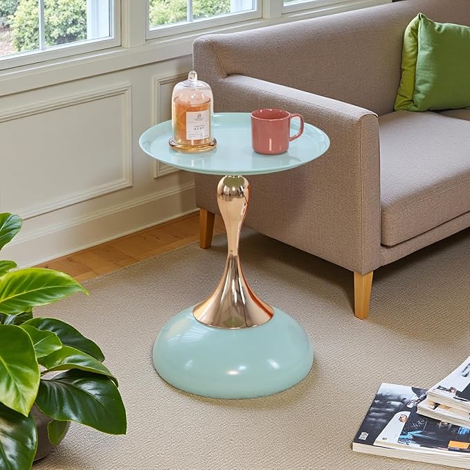 Stylish Hourglass Side Table - Contemporary Design for Living Rooms, Cafes, Dining Areas, Bedrooms, and Outdoor Spaces - Perfect Accent Piece for Any Decor (1, Light Green)