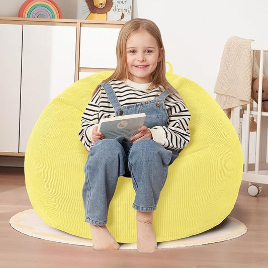 HABUTWAY 2 FT Bean Bag Chair,Giant Bean Bag Chairs,Big Bean Bags with Memory Foam Filled, Large Beanbag Chairs with Soft Corduroy Cover-Yellow