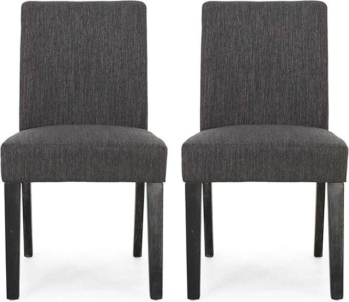 Christopher Knight Home Kuna Contemporary Upholstered Dining Chair (Set of 2), Charcoal + Gray