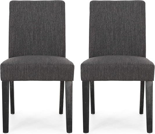 Christopher Knight Home Kuna Contemporary Upholstered Dining Chair (Set of 2), Charcoal + Gray