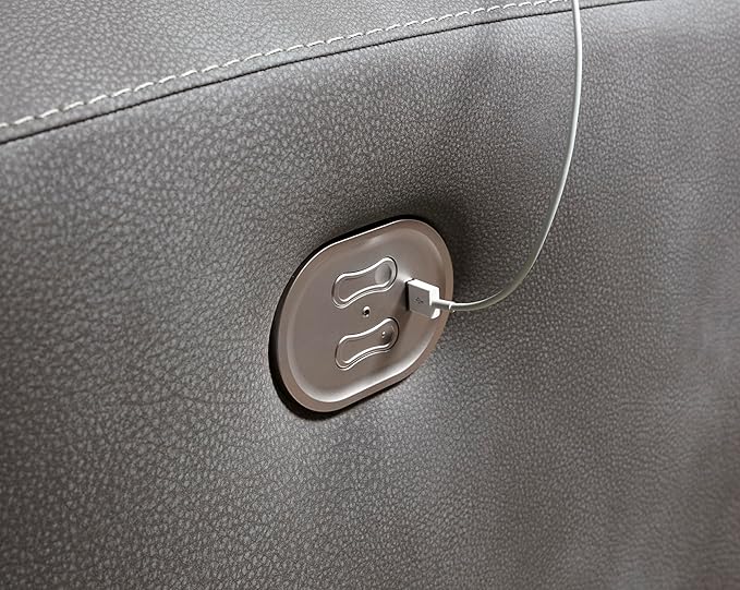 Signature Design by Ashley Next-Gen DuraPella Contemporary Faux Leather Modular Wall Hugger 3-Piece Power Reclining Sectional Sofa with Adjustable Headrest and USB Ports, Gray