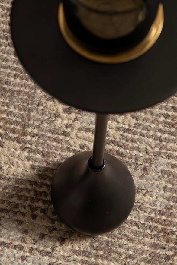 Kate and Laurel Hersi Decorative Modern Pedestal Drink Table; 7 x 7 x 20; Black; Cast Aluminum Mini Table with Teardrop Base for Use as Small Plant Stand or Living Room Martini Table