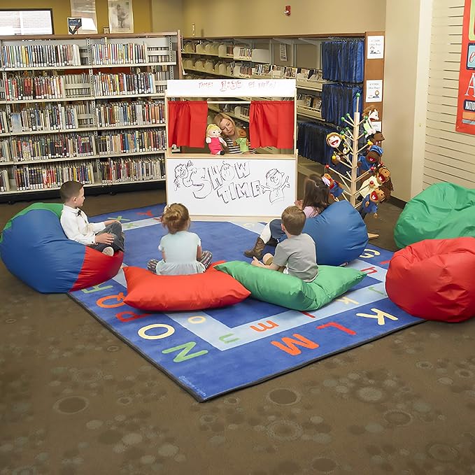Children's Factory 26" Round Bean Bag, Bean Bag Chair with Water-Resistant Cover for Kids, Flexible Seating for Classroom Elementary, Easy to Clean, Rainbow