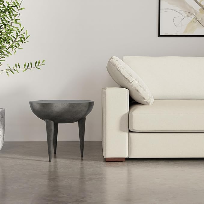 SIMPLIHOME Otto Cast Aluminum Side Table in Graphite, 21-inch Round, Rust-Resistant Metal Accent Table for Living Room, Bedroom, Fully Assembled