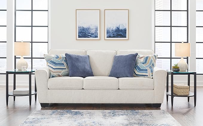 Signature Design by Ashley Cashton Casual 2-in-1 Sofa Sleeper with Folding Gel Memory Foam Mattress, Queen, White