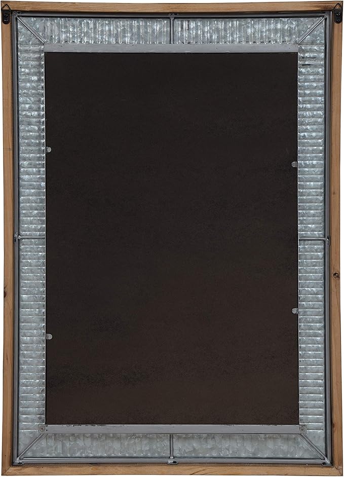 Kate and Laurel Deely Farmhouse Wall Mirror, 20 x 30, Rustic Brown and Silver, Rustic Wall Decor with Galvanized Metal Frame