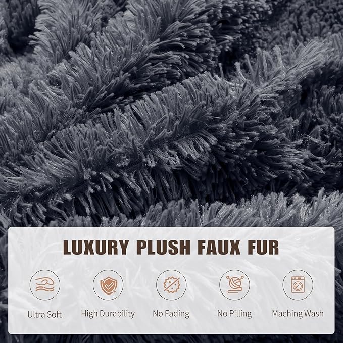 Bean Bag Chair Cover(No Filler) Soft Faux Fur Stuffed Animal Bean Bag Storage, Fluffy Plush Bean Bag Chair Cover Washable, Comfy Bean Bag Chairs for Adults, 6FT, Dark Grey