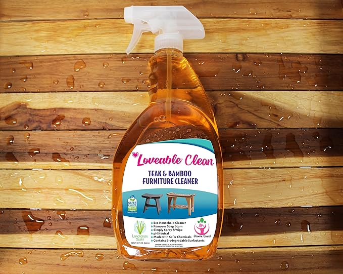 EcoDecors Loveable 32 oz Spray Bottle Teak Cleaner and Loveable Protection 16 oz Teak Sealer For Outdoor Furniture