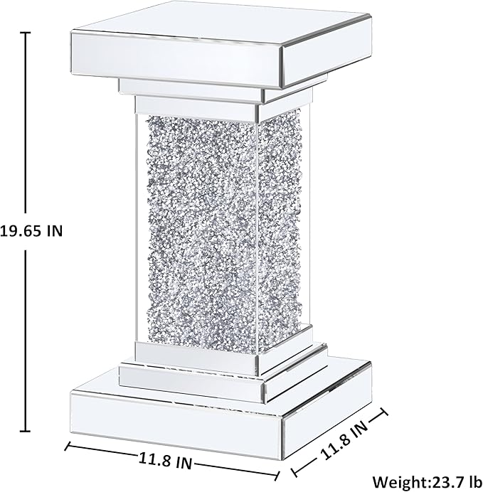 ENENE Mirrored End Table Crushed Diamond Coffee Table for Living Room Small Spaces Side Table for Bedroom Office Hallway Entryway