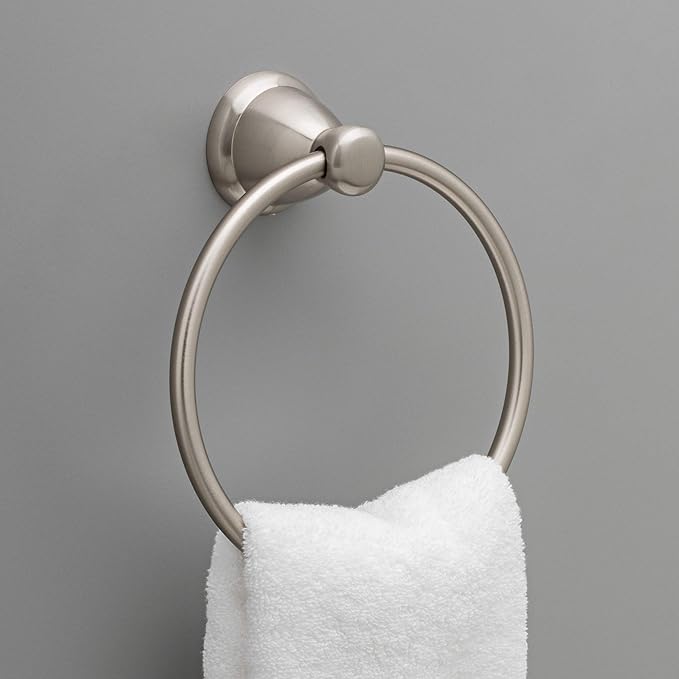 Franklin Brass Kinla 5-Piece Bathroom Set Satin Nickel 18" and 24" Towel Bar Racks, Toilet Paper Holder, Ring, Hook KIN5PC-SN