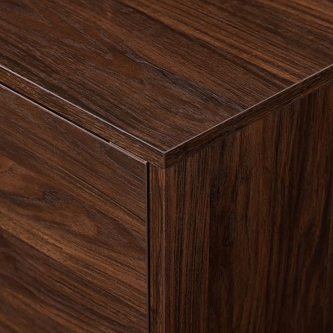 Walker Edison Nora Modern Minimal Open-Shelf TV Stand for TVs up to 90 Inches, 80 Inch, Dark Walnut