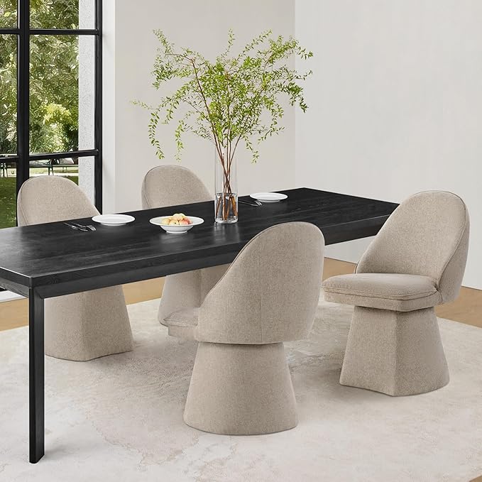 Swivel Dining Chairs Modern Desk Chair Upholstered Linen Fabric Side Chair for Kitchen Dining Room Bedroom,Khaki,1 Box