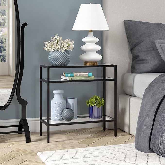 Henn&Hart Sivil Side Table, 24" Wide, Black