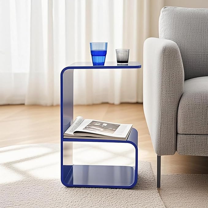 Acrylic End Table for Nightstand,21" H C-Shaped End Table for Living Room,Bathroom,Bedside Table for Bedroom.Side Tables for Living Room for Small Spaces