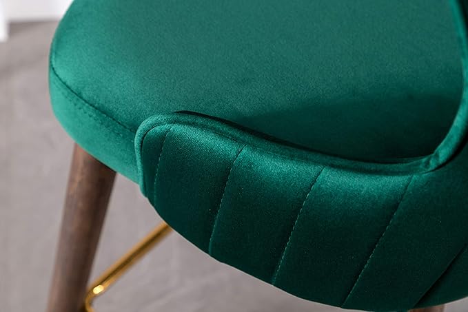 Roundhill Furniture Leland Fabric Upholstered Counter Height Wingback Stools, Set of 2, Green