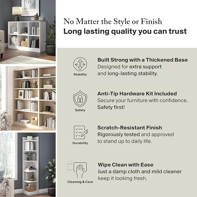 Bush Furniture Universal Small 2 Shelf Bookcase in Ash Gray