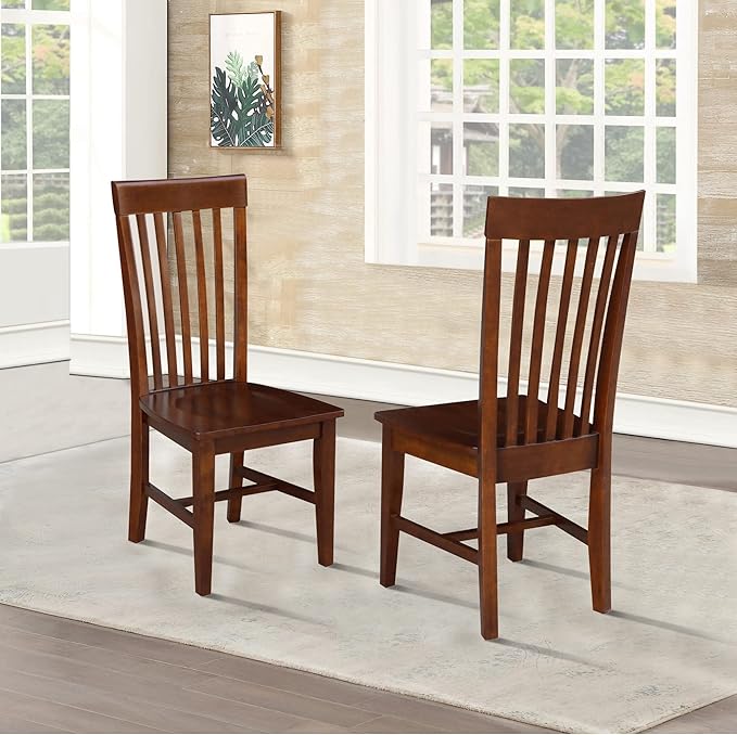 IC International Concepts, Set of Two Tall Mission Dining Chairs, Espresso, 225lbs wt capacity, Solid Real Wood, Sturdy Parawood, Espresso