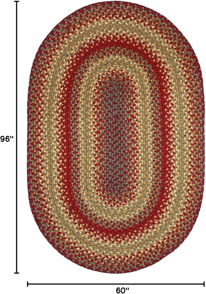 Cider Barn Cranberry Red Braided Oval Area Rugs, Jute, 5x8' - Perfect Country Rustic Decor for Living Room, Dining Room, Everywhere