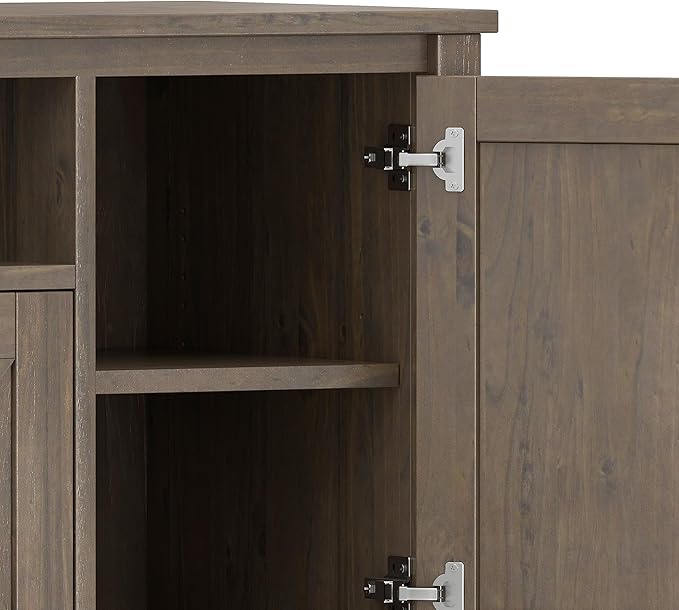 SIMPLIHOME Ela SOLID WOOD 72 inch Wide Transitional TV Media Stand in Smoky Brown For TVs up to 80 inches for the Living Room and Entertainment Center