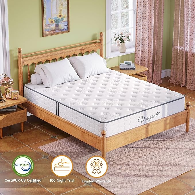 Twin XL Mattress 10 Inch-Hybrid Mattress in a Box-Individual Pocket Springs with Breathable Memory Foam College Dorm Room Essentials-Extra Long Twin Size Bed-Medium Firm Feel for Youth and Kids
