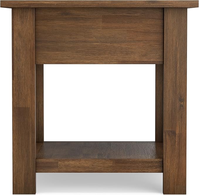 SIMPLIHOME Monroe SOLID ACACIA WOOD 22 inch Wide Square Rustic End Table in Rustic Natural Aged Brown for the Living Room and Bedroom