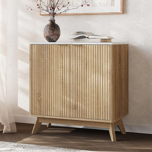 Buffet Cabinet with Storage, Fluted Multifunctional Storage Cabinet with 2 Doors, Sideboard Cabinet with Doors Modern Buffet Table Accent Coffee Bar Console Table,fluted buffet cabinet