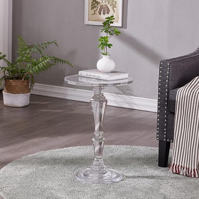 LIKENOW Furniture Acrylic Side Table, Acrylic End Table for Drinking Food,Clear Modern Small Tables for Living Room Bedroom Lobby,13.5''x13.5''x20'' High,9.48Lbs