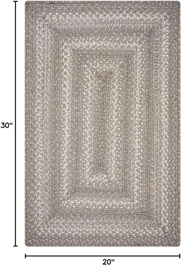 Grey Cloud Jute Braided Rugs, 20x30 Rectangle - Grey, Warm Farmhouse Decor, Perfect for Laundry Rooms, Bathrooms and Entryways - Durable and Easy to Clean