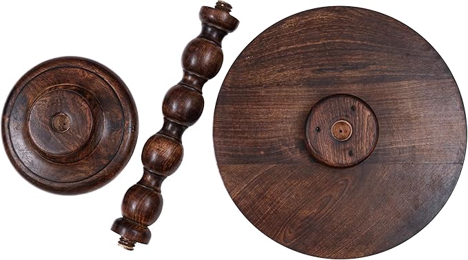 Side Tables Round – Small Drink Table for Small Spaces, Modern Accent Nightstand with Hand-Carved Top & Solid Wood Tables for Living Room, Bedroom, Office – Scorch Burnt Finish_18x22 Scorch Burnt