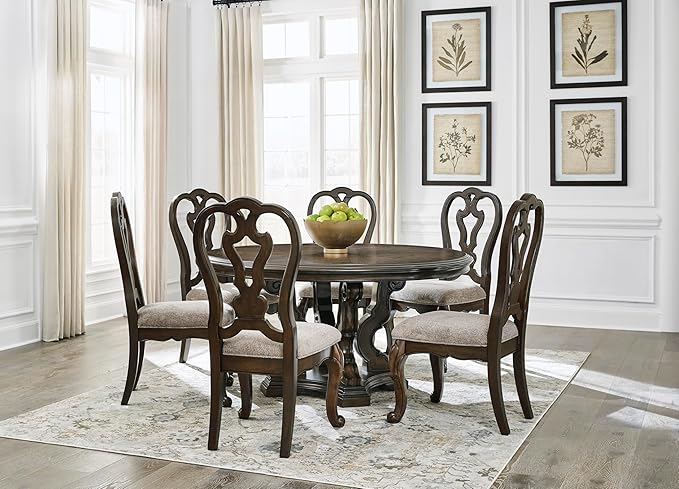 Signature Design by Ashley Maylee Classic Upholstered Armless Dining Chair, Set of 2, Dark Brown