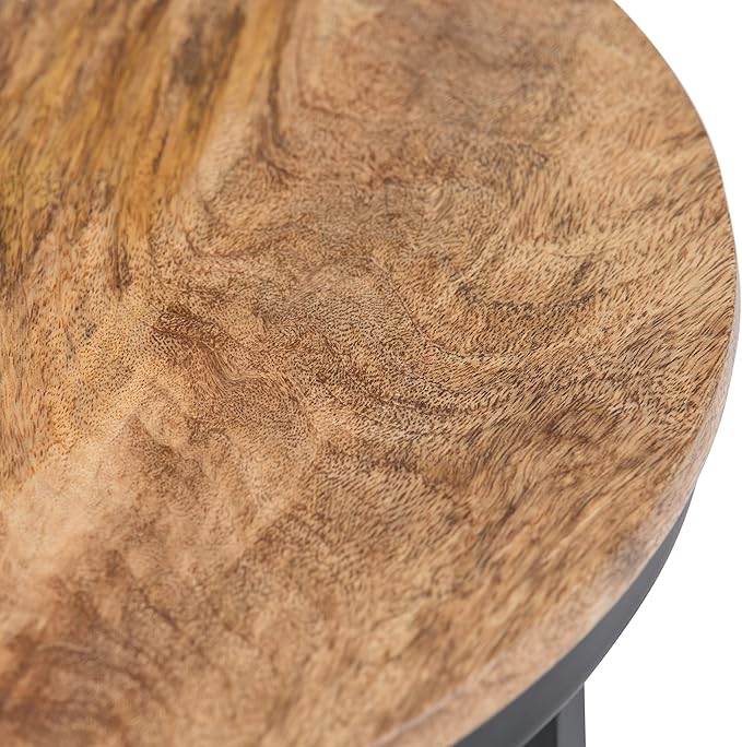 SIMPLIHOME Jenna Industrial 18 inch Wide Metal Round Accent Side Table in Natural for the Living Room and Bedroom