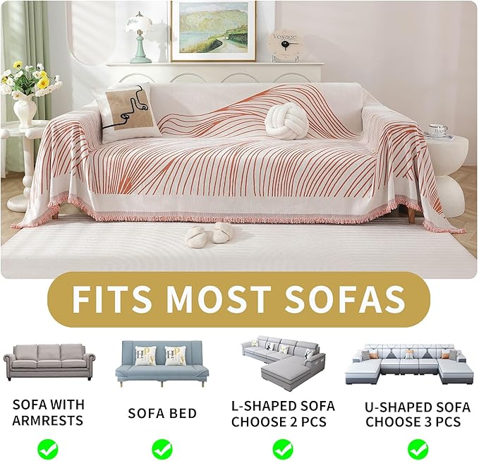 Non Slip Sofa Covers Couch Covers for 2 Cushion Couch Sofa Pet Friendly Washable Couch Covers for Sofa, Soft Thick Sectional Couch Covers L Shape Furniture Protector for Kids, Dogs 71" X102"