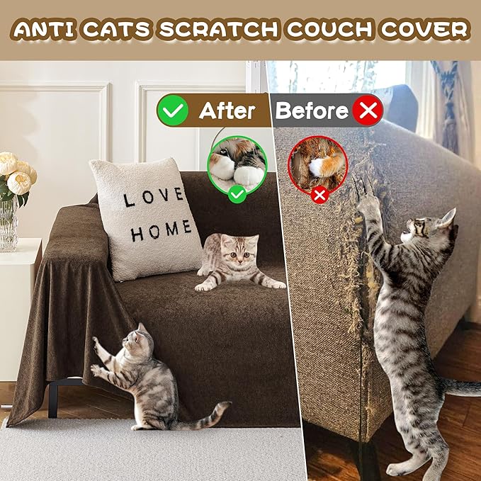 MYSKY HOME Sectional Couch, Covers Couch Cover 2 Cushion Sofa, Couch Covers for Sofa, Dog Couch Protector, L Shape Cover Sofa Slipcovers Washable Furniture Covers for Pets, 71" x 118", Dark Brown