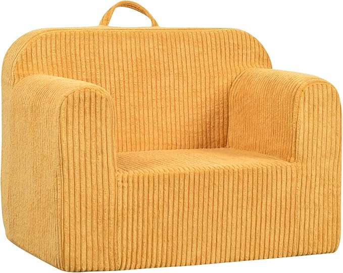 Getifun Kids Sofa, 2-in-1 Comfy Toddler Couch,Soft Sherpa Fold Out Toddler Chair for Boys and Girls (Yellow)