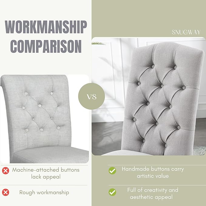 Tufted Upholstered Parsons Dining Chair with Sturdy Solid Wood Legs