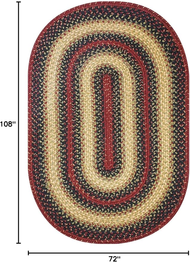 Highland Multi Color Oval Braided Rug, 6x9' - Handmade with Jute, Warm Country and Lodge Decor, Perfect for Living Rooms and Dining Rooms - Pet Friendly and Easy to Clean