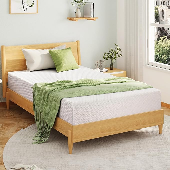 8 Inch Queen Mattress, Memory Foam Mattress in a Box with Cooling Green Tea Gel, Relieve Pressure with Medium Firm Support, CertiPUR-US Certified, 80''L x 60''W, White