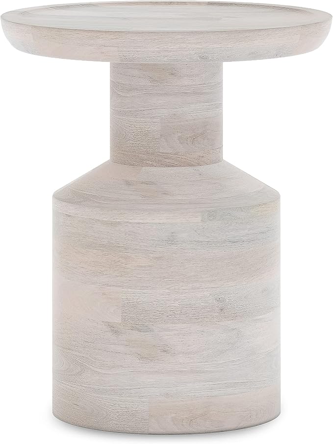 SIMPLIHOME Haynes 16-inch Wide Solid Mango End Table in White Wash, Handcrafted Boho-Style Accent Table for Living, Bedroom, or Home Office, Assembled