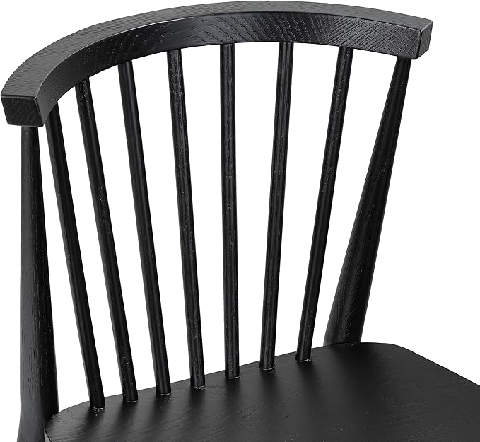 POLY & BARK Ligna Dining Chair Oak – Mid-Century Inspired Chair with Sculpted Spindle Back – Solid American Walnut Frame and Engineered Wood Veneered Seat – Fully Assembled and Ready to Use
