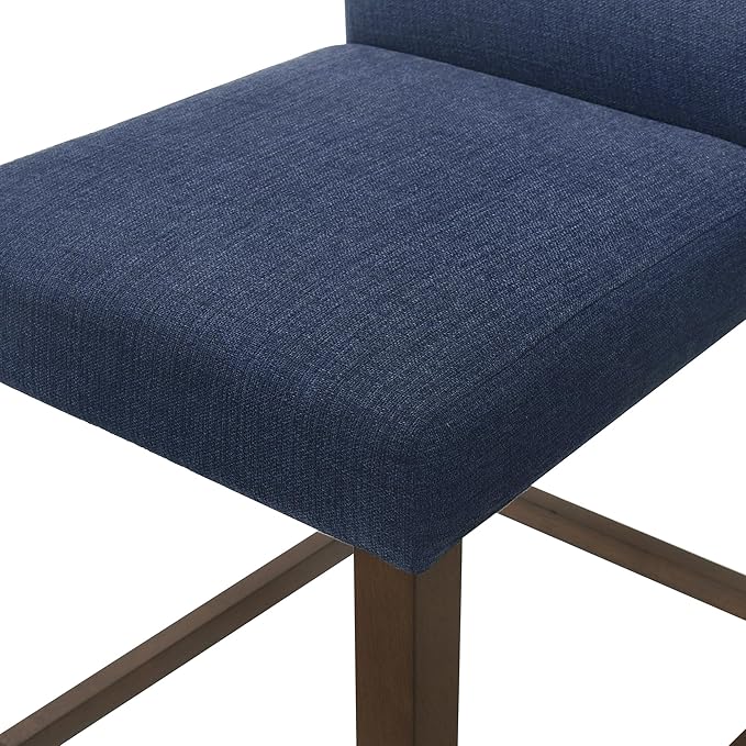 CHITA Counter Height Bar Stools Set of 3, 27" H Seat Height Upholstered Barstools, Fabric in Midnight Blue