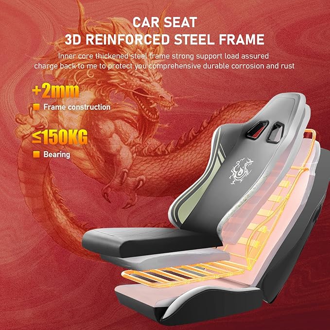GTPLAYER Gaming Chair with Bluetooth Speakers and Footrest, Dragon Series Video Game Chairs, Heavy Duty Ergonomic Chairs, Esports Gaming Computer Office Chair (Gray)